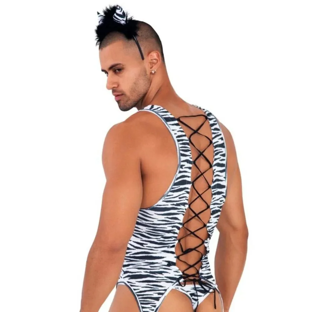 {S/M] [L/XL] Candyman Zebra Print Bodysuit Costume 99734